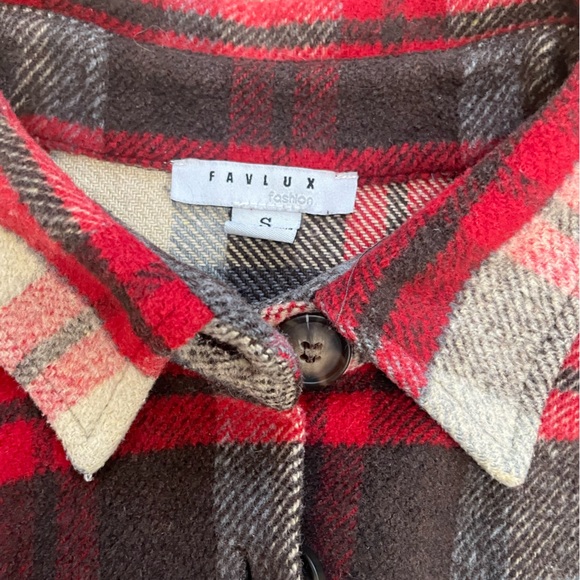 Nordstrom Oversized Plaid Flannel Button Up Shirt Jacket - Picture 3 of 5